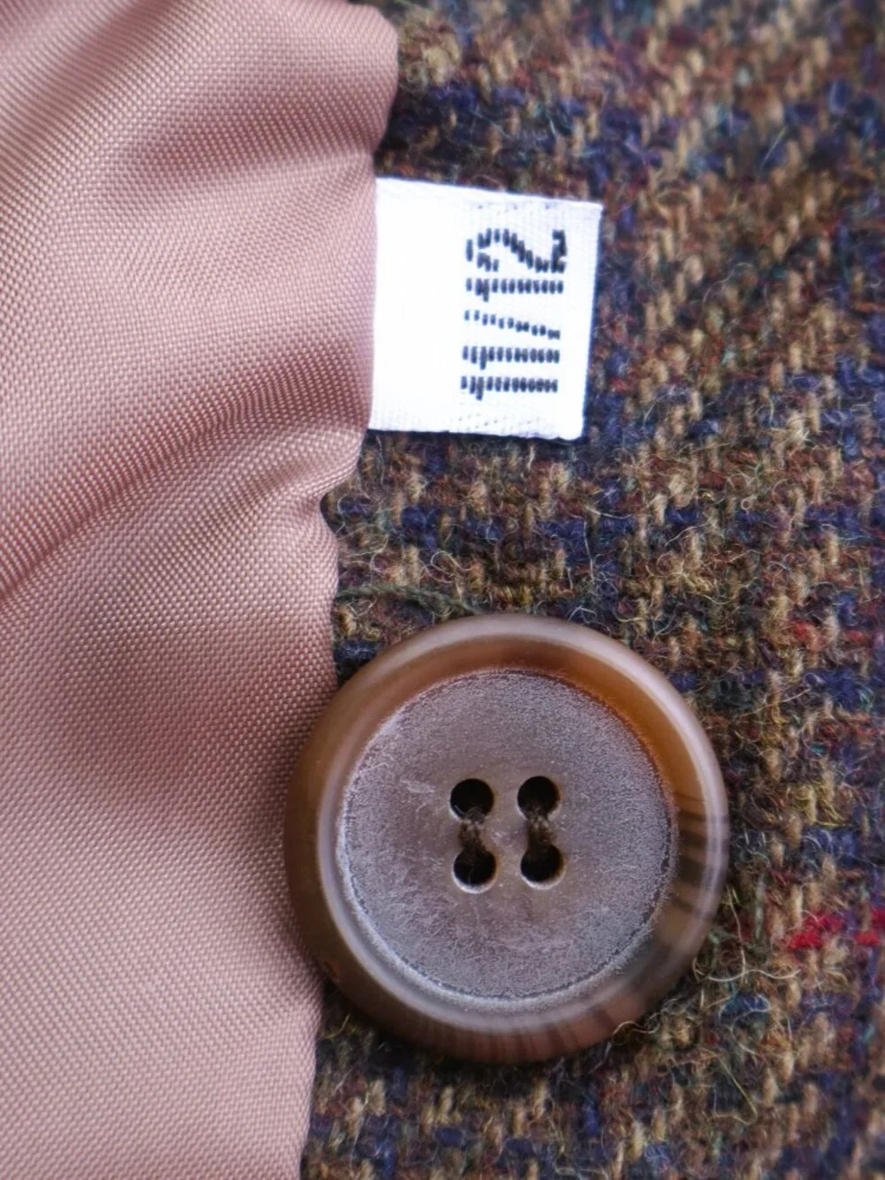 Vintage Wool Plaid Blazer Suede Trim Jacket Women 12 Made in Russia